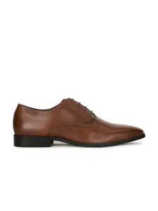 Bata Men Brown Solid Leather Formal Oxfords