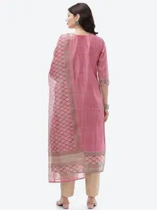 Biba Pink Embellished Unstitched Dress Material