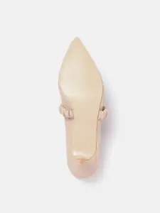 Allen Solly Nude-Coloured Solid Mary Janes