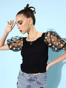 Style Quotient Floral Print Smocked Top