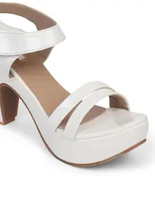 ELLE White Textured Sandals