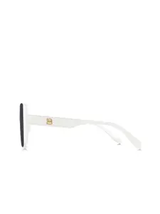 BOLON EYEWEAR Women Black Lens & White Square Sunglasses with Polarised Lens
