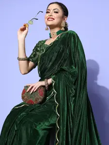 Satrani Solid Saree with Embellished border