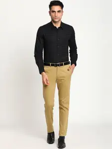 Turtle Men Black Slim Fit Horizontal Printed Cotton Slim Fit Casual Shirt