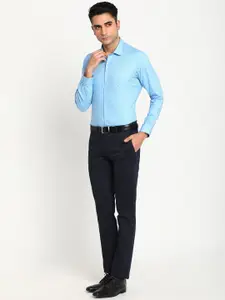 Turtle Men Blue Slim Fit Printed Cotton Formal Shirt