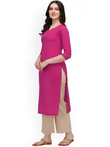 HRITIKA Women Pink Cotton Straight Kurta