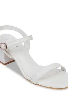 ELLE White Block Sandals 2 Inch Heels