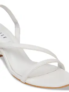 ELLE White Solid Block Heels