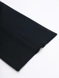 Peter England Men Black Textured Slim Fit Trousers