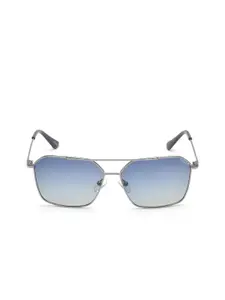 IDEE Men Blue Lens & Silver-Toned Sunglasses with UV Protected Lens-IDS2667C3PSG