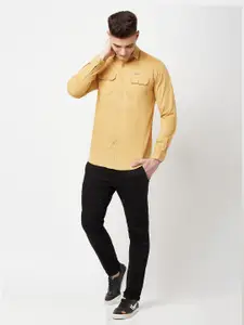 Blue Buddha Men Yellow Solid Cotton Casual Shirt