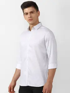 V Dot Men White Slim Fit Casual Shirt