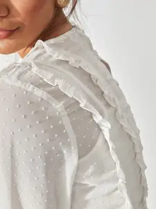 The Label Life White Bishop Sleeves Ruffles Top