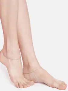 Zavya Set Of 2 925 Sterling Silver Rhodium Plated Anklets