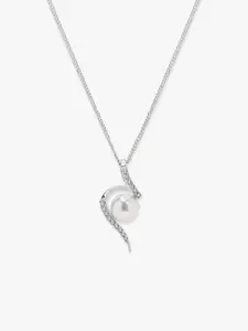 March by FableStreet 925 Sterling Silver Rhodium-Plated Handcrafted Pearl Necklace