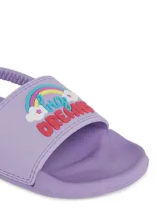 Pantaloons Junior Girls Purple & Red Embellished Rubber Sliders