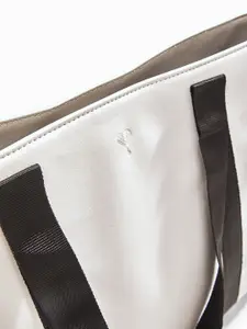 The Label Life White Leather Structured Monochrome Shopper Tote