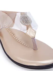 AROOM Women Gold-Toned Printed Flats