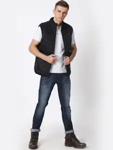 t-base Men Black Windcheater Puffer Jacket