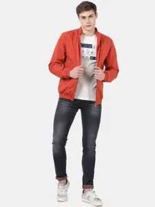 t-base Men Orange Windcheater Tailored Jacket