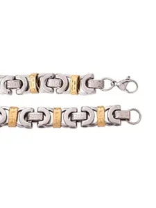 Dare by Voylla Men Silver-Toned & Gold-Toned Silver-Plated Link Bracelet