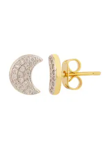 Voylla Women Gold-Toned Crescent Shaped Studs Earrings
