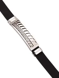 Dare by Voylla Men Black Silver-Plated Link Bracelet