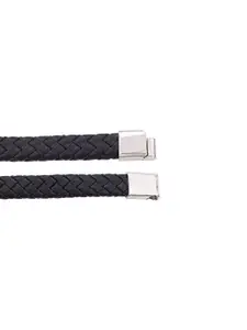 Dare by Voylla Men Black & Silver Tribal Braided Band Bracelet