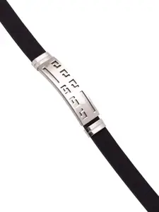 Dare by Voylla Men Silver-Toned & Black Silver-Plated Link Bracelet