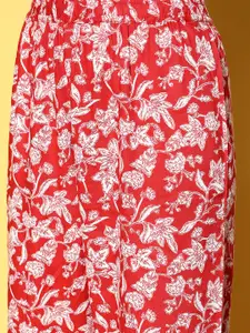 ETC Women Red Floral Workleisure Set Night Suit