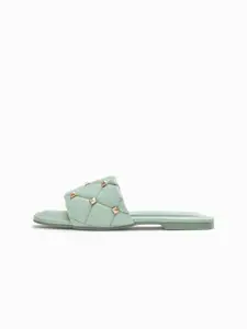The Label Life Women Mint Green Studded Flats
