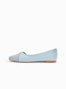 The Label Life Women Aqua Blue Textured Ballet Flats