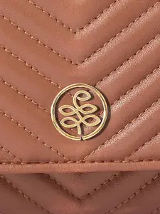 Eske Women Brown Qulited Three Fold Wallets