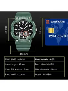 V2A Men Green Dial & Green Straps Analogue and Digital Multi Function Watch ADM349-Green-Green