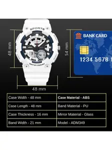 V2A Men White Dial & White Bracelet Style Straps Analogue and Digital Multi Function Watch ADM349-White-White