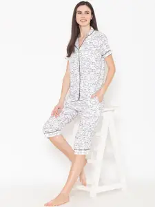 Vami Women White Printed Night suit
