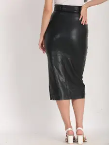 NoBarr Women Black Solid Knee Length Pencil Skirt