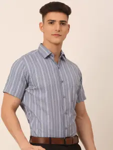 JAINISH Men Grey & White Classic Striped Formal Shirt
