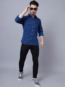 Cantabil Men Blue Floral Printed Casual Shirt