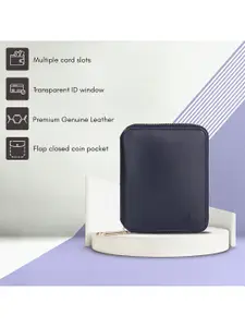 THE CLOWNFISH Zia Blue Leather Zip Around Wallet