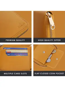 THE CLOWNFISH Zia Yellow Leather Zip Around Wallet