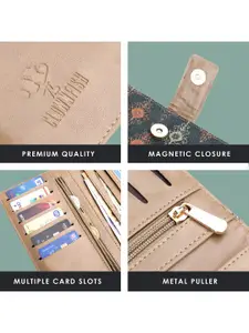 THE CLOWNFISH Orlanda Green & Beige Ethnic Motifs Printed Two Fold Wallet