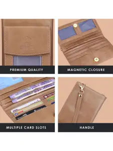 THE CLOWNFISH Winslet Brown Leather Two Fold Wallet Sling Bag