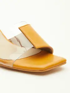 Tokyo Talkies Women Tan Colourblocked Open Toe Kitten Heels