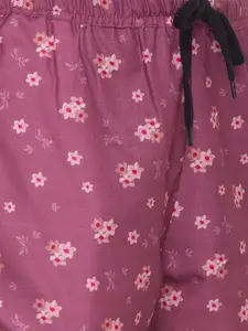 FashionRack Women Grey & Purple Set of 2 Printed Lounge Shorts