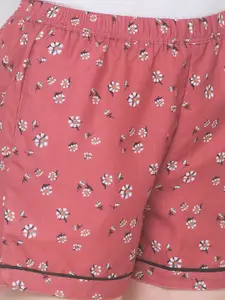 FashionRack Women Brown & Purple Set Of 2 Printed Lounge Shorts