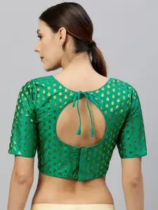 Amrutam Fab Green Zari Saree Blouse
