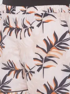 FashionRack Women Beige & Pink 2 Printed Lounge Shorts