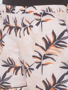 FashionRack Women Pack of 2 Beige & Blue Printed Lounge Shorts