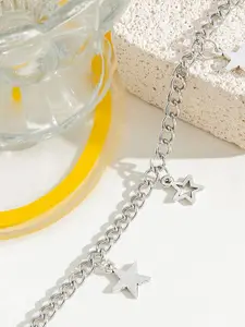 Shining Diva Fashion Silver-Toned Silver-Plated Necklace